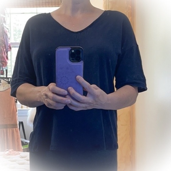 💕J.Jill Love Linen Blue Half Sleeve Top💕 - Picture 2 of 8